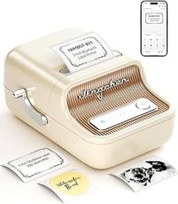 NIIMBOT B21 Impressora de Etiquetas, Mini Impressora Térmica de Etiquetas Compatível com iOS e Android, para Organização Doméstica, Negócios, Código de Barras, com Etiquetas Brancas 50x30mm, Creme