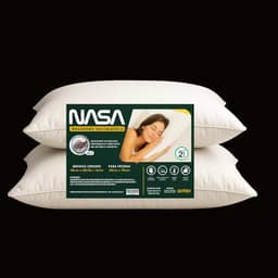 NASA Kit 2 Travesseiros Viscoelásticos, Automoldável, 40x60x13cm Nasa Cervical Látex Ortopédico Viagem Ergo Prime Ergonômico Premium Termossensível D40 Hipoalergênico Conforto ao Dormir 40x60x13 Anter
