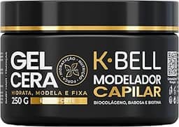 K-BELL Gel Cera Modelador de Cachos 250g – Fixação Duradoura, Hidratação com Biotina, Colágeno Vegetal e Babosa