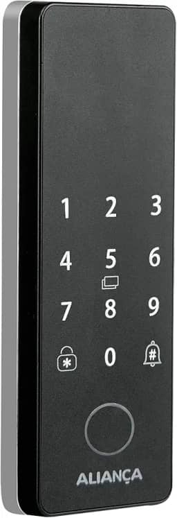 Fechadura Digital Iris Plus sobrepor para Porta de Madeira Preto Fosco Aliança