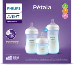 Philips Avent Kit de Mamadeira Pétala, 125ml bico fluxo-lento, 260ml bico fluxo-médio, 330ml bico fluxo-rápido, Azul SCD838/29