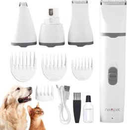 Maquininha Tosa Pet Aparador Recarregável Cachorro Gato, Cortador de cabelo elétrico 4 em 1 para animais de estimação