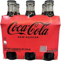 Refrigerante Coca-Cola Sem Açucar 250ml - 6 unidades