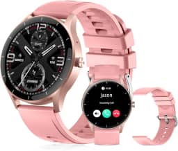 Smartwatch PEJE Relógio Smartwatch com Pulseira Extra - Tela Touch HD 1.28",À Prova d'Água IP68,Faz Chamadas Bluetooth,123+ Modos Esportivos,Bateria de 5-7 Dias,Compatível com iOS/Android.（Rosa）
