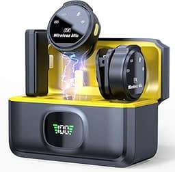 Microfone de lapela profissional sem fio com capa de carregamento, 2 mini microfones sem fio com cancelamento de ruído para Android/iPhone 15, 4 modos de captação, vida útil da bateria 60H,