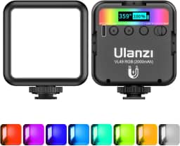 ULANZI VL49 RGB LUZ DE VÍDEO, Iluminação LED 360° Full Color Portátil com 3 Calços Frios, Bateria 2000mAh Recarregável CRI 95+ 2500-9000K Ajustável + Fixação Magnética