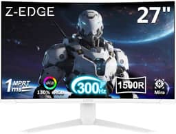 Monitor curvo para jogos Z-Edge de 27 polegadas, monitor curvo FHD 1080P 300Hz, monitor de computador 1500R, UG27S (branco), 2 portas DP 1.4 e 2 portas HDMI 2.0
