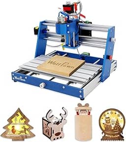 WolfPawn Fresadora CNC 3018 Azul Todo em Alumínio com Parada de Emergência 3 Eixos, Fresadora de Gravação e Escultura para Plástico PVC Acrílico de Madeira, Área de Trabalho (11,8 x 7,1 x 2,10 cm)