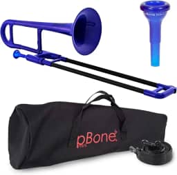 pBone Mini trombone infantil de plástico pBone - bocal e bolsa de transporte - leve, versátil, aderência ergonômica confortável - som autêntico Eb para estudantes e iniciantes - construção ABS durável