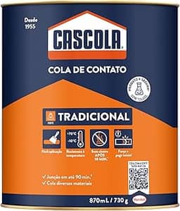 Cascola Cola Tradicional sem Toluol, Adesivo de Contato, 1x730g