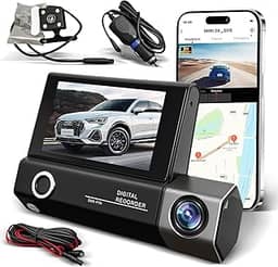 Camera Veicular Dupla 1080P, Câmera de Carro, Câmera de Ré Do Veículo,Dashcam Frontal, Interna e Traseira, Visão Noturna, FOV 130°, Cartão de 32GB Incluso, Acessorios Para Carro