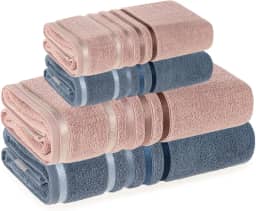 Jogo De Toalhas Karsten Banhão Gigante + Rosto Fio Penteado Lumina 4 Peças - Pétala com Azul Sereno