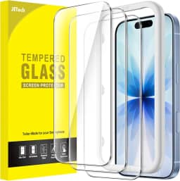 JETech Película de Vidro Temperado para iPhone 17 6,3 Polegadas, Protetor de Tela, Dureza 9H, Instalação Rápida, Amigável ao Case, Pacote com 3