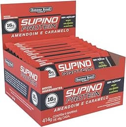 Banana Brasil Display Supino Protein Amendoim Com Caramelo Max Caixa Com 9 Unidades De 46G