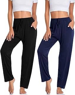 Calça de ioga feminina, folgada, confortável, casual, para corrida, perna larga, leve, para treino e bolsos