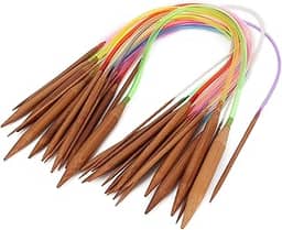 Agulhas de Suéter de Bambu Carbonizado, Agulhas de tricô Circulares de Tubo de Plástico Multicolorido, Suaves e Estáveis, 18 Tamanhos, Com Marcação, para Hobbies Criativos (40cm)