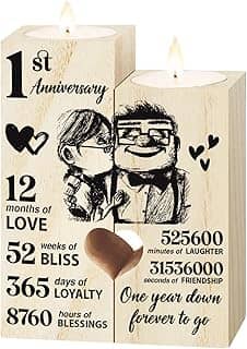 Presentes de casamento de 1º aniversário para esposa, namorada, castiçal, presente romântico de aniversário de casamento de 1º ano para esposa e marido, presentes para namorada, namorado, um ano para