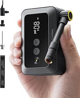 HOTO Mini bomba de pneu de bicicleta, bomba de bicicleta de inflação rápida 25s com calibre, bomba de ar elétrica portátil de 150 PSI com válvula Presta e Schrader para bicicleta de estrada,