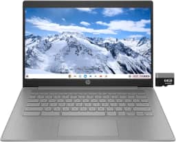 HP Notebook Chromebook 14" HD para estudantes universitários e negócios, Chrome OS, processador Intel Celeron N4120, 4 GB de RAM, 64 GB de armazenamento, Bluetooth, Wi-Fi, cinza moderno, cartão