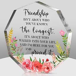 Bucherry Presente de amizade para mulher amiga melhor amiga girassol presentes para mulheres presente de torcida para melhor amiga coração acrílico amizade lembrança presentes de aniversário para amigos mulheres (flor de renéagon)