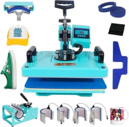 Máquina de Estampar Térmica 10 em 1 - Aço Inoxidável Azul - 220 Volts (Azul - 220 V-Envio pelo vendedor)