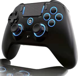QRD Spark N5 Wireless Controller for PS4 Pro Slim PS3 PS2 Steam Deck PC Windows Mac TV Box, Halleffect Gamepad Joystick with 3.5mm Audio Port+Speaker+Mic, Macro N1+N2, Turbo Speed Up
