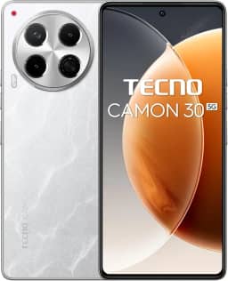 Smartphone Tecno Camon 30 5G 256GB, Tela AMOLED 6.78" FHD+, Câmera Tripla 50MP, Bateria 5000mAh, Carregamento Rápido 70W, Android 14, Dual Chip – Branco