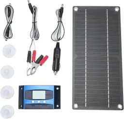 Painel Solar Portátil Monocristalino de 600W, Painel Solar Com Controlador 100A e Linha de Conexão e Cabo de Extensão Com Clipes para Caravana de Caravana de Carro Acampamento