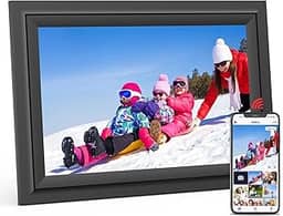 Porta-retrato digital SAMMIX WiFi de 10,1 polegadas, tela sensível ao toque IPS, 16 GB, mesa e parede, compartilhe fotos e vídeos com o aplicativo Uhale, presentes de aniversário para mães e mulheres