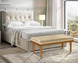 Banco Pilow Madri Corino Cores Luxo - Decor Kazza Shop (Bege)