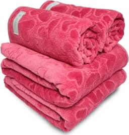 Jogo de Banho 4 Peças Romance Dohler Aveludada 100% Algodão Toalha Fio Penteado Coração Borboleta (Rosa 10366)