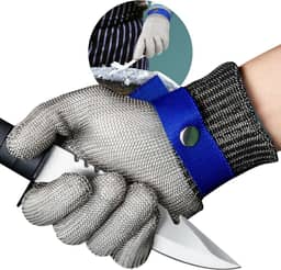 Luva de Açougue em Aço Inox Anticorte com Ajuste de Tamanho | Proteção para Cozinha, Churrasco, Açougue e Indústria