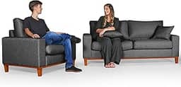 Conjunto de Sofá Living 3 lugares Duas Poltronas Essencial Estofados (Grafite, 4 Lugares)
