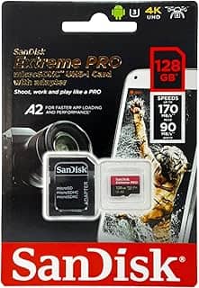 SanDisk CARTÃO DE MEMÓRIA MICRO SD 128GB EXTREME PRO 170-90MB U3 C/ADAP (SDSQXCY-128G-GN6MA), Preto/Vermelho