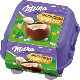 Ovo de Páscoa de Colher Milka Spoonable Creme de Leite 136g (4 unidades de 34g cada) + Colher de Madeira