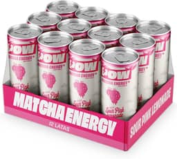 POW Green Energy, Pink Lemonade | Push Matcha Energético | Energia Natural, Antioxidante, Cafeína, L-Teanina | 310ml (Pack de 12 Latas)