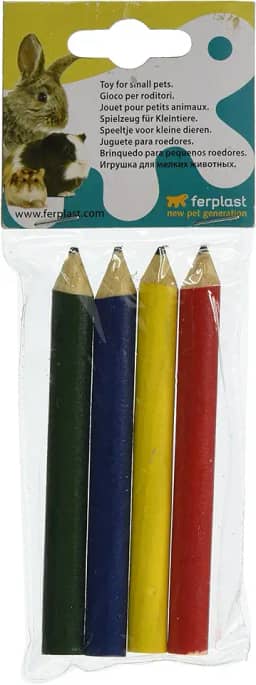 Ferplast PA 4753, Brinquedo de Roer para Roedores, Lápis Sortidos, 4 Unidades, Madeira Ferplast para Roedores e outros animais pequenos, variado