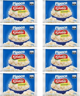 KiSabor Pipoca Microondas Manteiga 100g - kit c/ 8 unds
