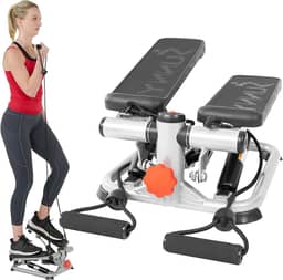Sunny Health & Fitness Mini Stepper Stair Stepper Equipamento de exercício com faixas de resistência