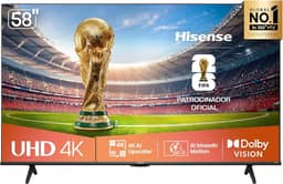 Hisense Smart TV 4K 58" Polegadas 58A6NV com Dolby Vision, HDR10, HLG, DTS Virtual X, Compatibilidade Alexa e Google Home
