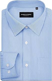 Camisa social masculina listrada de manga longa casual de manga comprida com botões para negócios blusa popelina