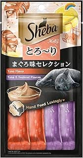 Petisco Sheba Cremoso Sabores Atum e Atum & Camarão Gatos Adultos 4 Uni