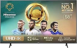 Hisense Smart TV UHD 4K DLED 58' Polegadas 58A6K com HDR10+ Dolby Vision Game Mode Controle por Voz Alexa Built-In AirPlay