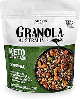Hart's Natural Granola Australia Keto Low Carb | Granola Sem Açucar, Sem Lactose, Sem Glúten, Vegano | 100% Natural | Alto em Fibras | Snack Saudável | 300g