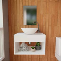 Gabinete Para Banheiro Armário Suspenso Com Cuba 50cm Branco Brovália