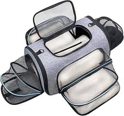 Bolsa De Transporte Pet 51x32x31cm Expansível Luxo Viagem Aéreo Cabine Grande Passeio Cães e Gatos