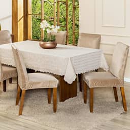 Kit com 4 Capas de Cadeira Jantar Lisa em Veludo Splendore Ajustável com Elástico - Tecido Suede Protetor Para Cozinha Toque Macio Aveludado (Bege)