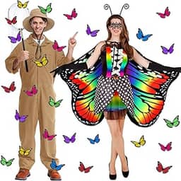 Zoooyawn 17 peças de fantasia de casal de Halloween para adultos, fantasia de apanhador de borboletas, Halloween, borboleta dupla face