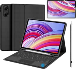 Capa com Teclado para Redmi Pad Pro 12.1 ou Poco Pad 12.1 com Mouse Touchpad e Compartimento para Caneta + Película Paperlike + Caneta Precision - FD Acessórios (Capa com Teclado + Película + Caneta)