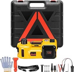 VIVOHOME Macaco para Carro Elétrico 5 Toneladas 12V, Macaco de Piso Hidráulico 3 Em 1 Faixa de Elevação de 6,1'-20,9', Elevador Portátil de Carro de Emergência com Inflador de Pneus para Caminhão Suv